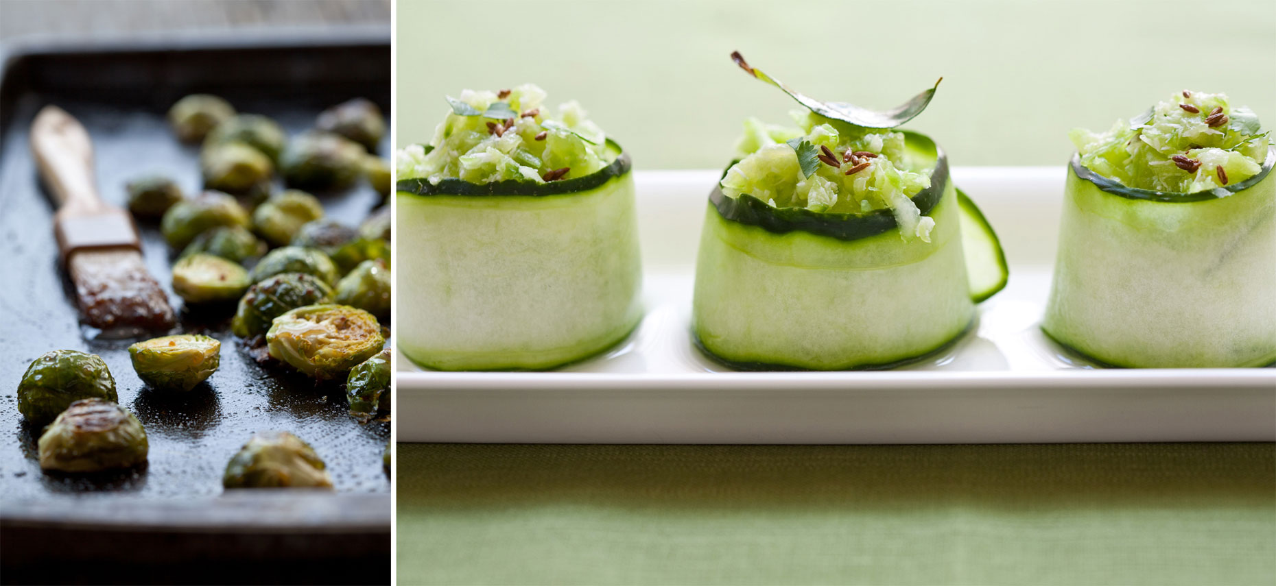 Roasted Brussel Sprouts- and Cucumber Rolls