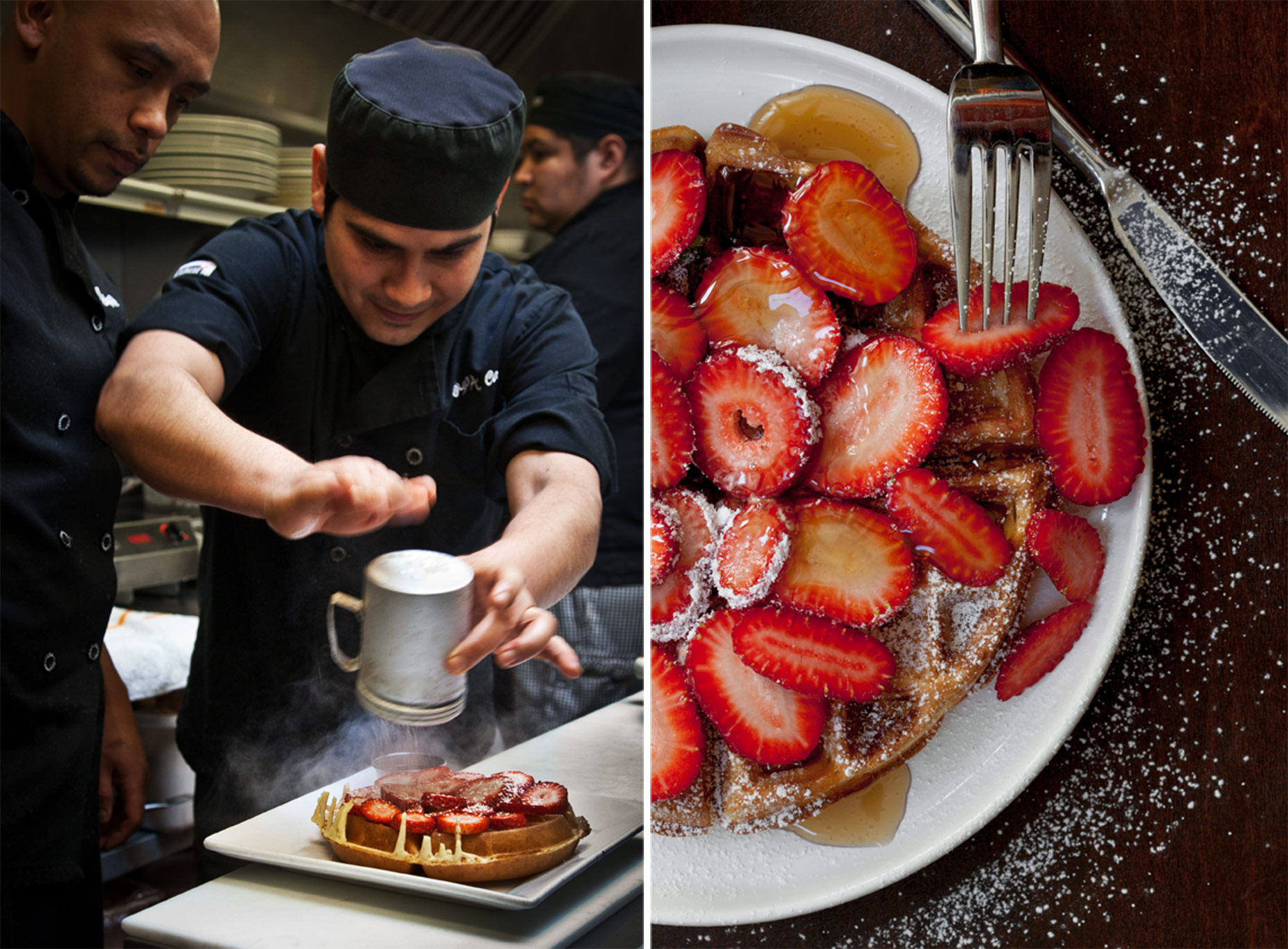 Waffle Chefs and Waffles with strawberries
